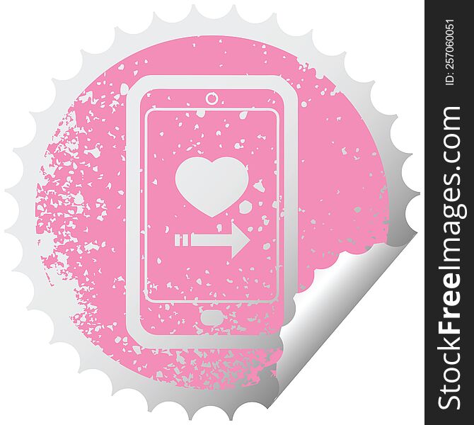 dating app on cell phone graphic distressed sticker illustration icon