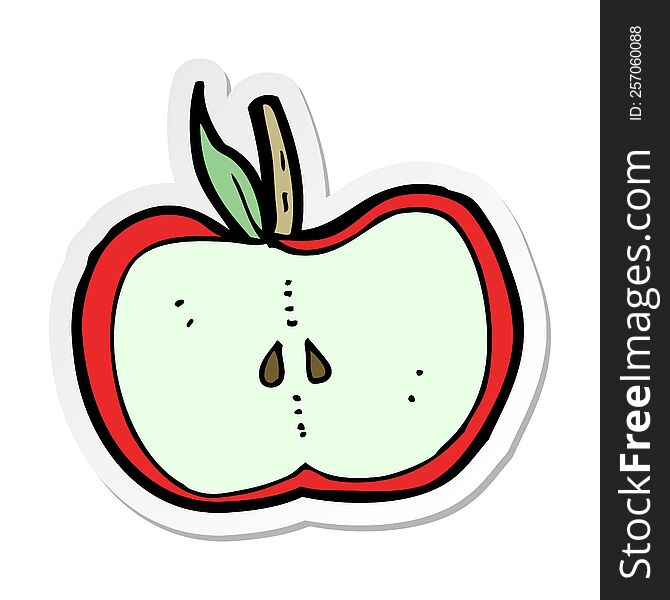 Sticker Of A Cartoon Apple Half