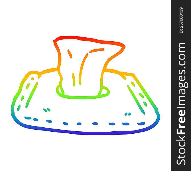 rainbow gradient line drawing of a cartoon toilet wipes
