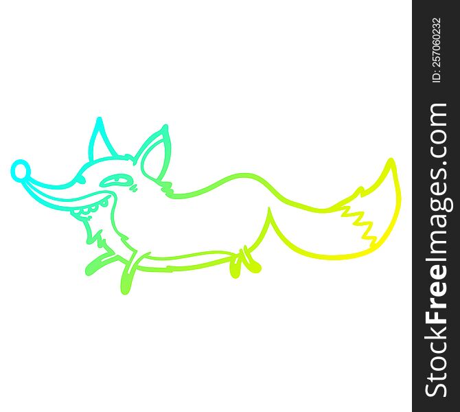 Cold Gradient Line Drawing Cute Cartoon Sly Fox