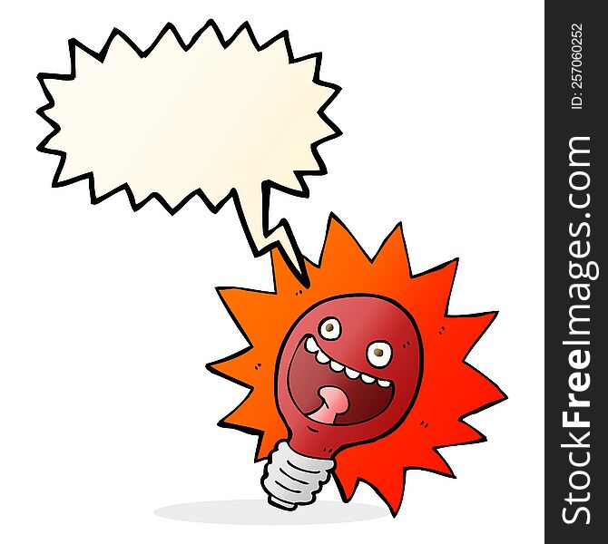 Cartoon Red Lightbulb With Speech Bubble