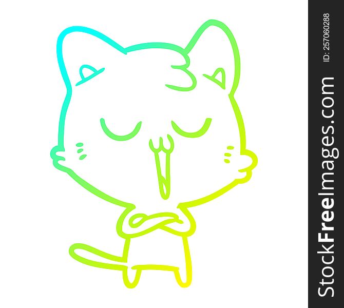 cold gradient line drawing cartoon cat singing