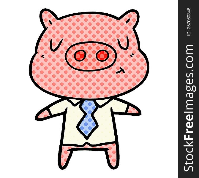 cartoon content pig in shirt and tie. cartoon content pig in shirt and tie
