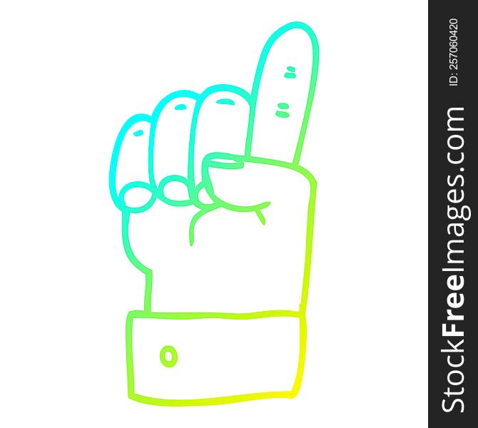 Cold Gradient Line Drawing Cartoon Pointing Hand