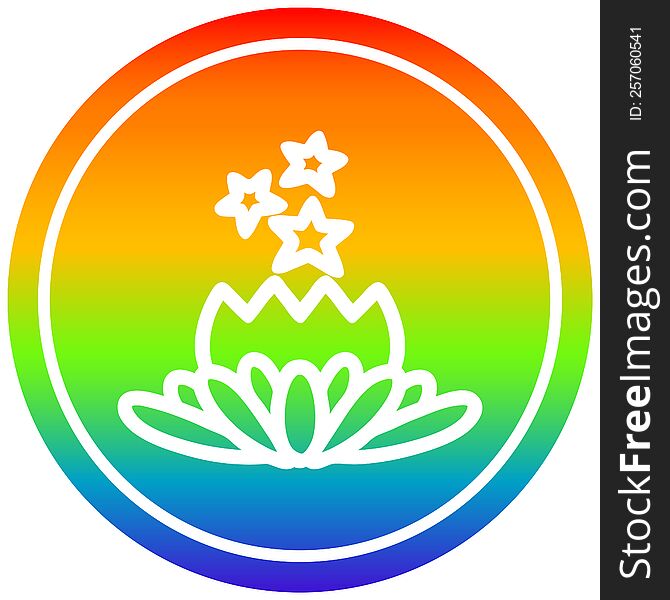 magical flower circular icon with rainbow gradient finish. magical flower circular icon with rainbow gradient finish