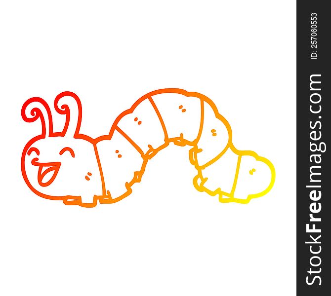 warm gradient line drawing of a cartoon laughing caterpillar