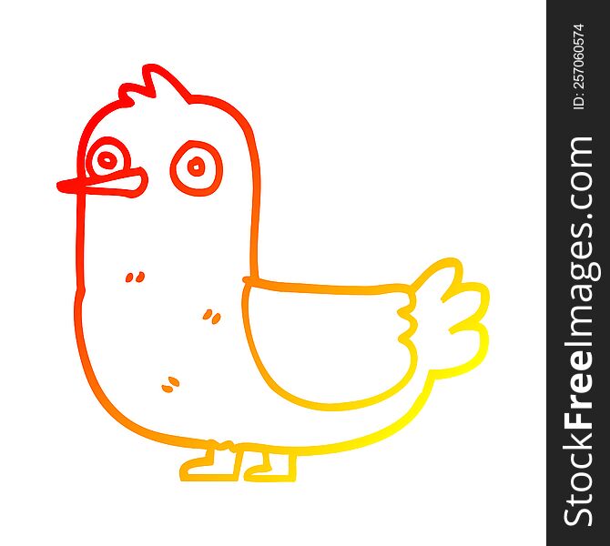 Warm Gradient Line Drawing Cartoon Red Bird