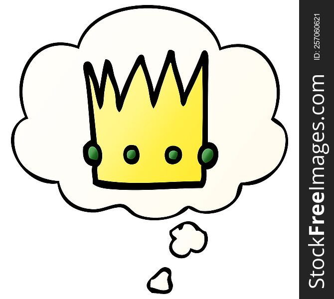 cartoon crown with thought bubble in smooth gradient style