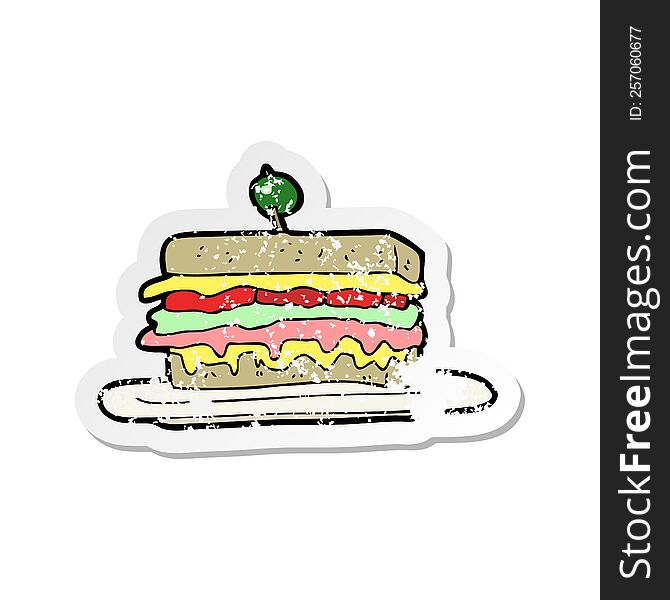 retro distressed sticker of a cartoon sandwich