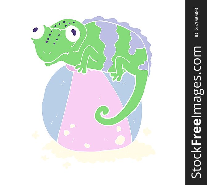 flat color illustration of chameleon on ball. flat color illustration of chameleon on ball