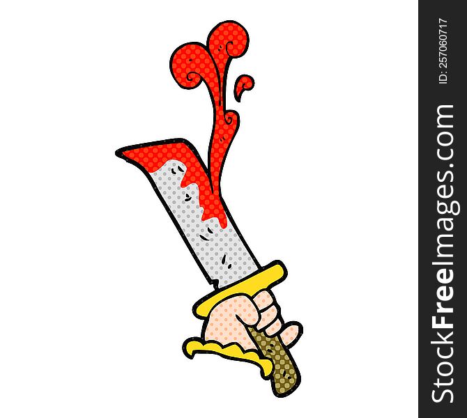 Cartoon Hand With Bloody Dagger