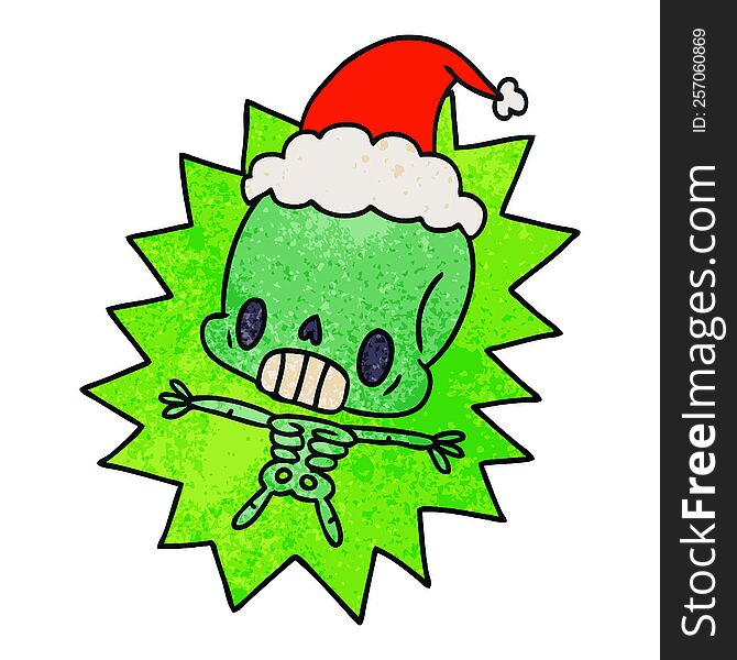 Christmas Textured Cartoon Of Kawaii Skeleton