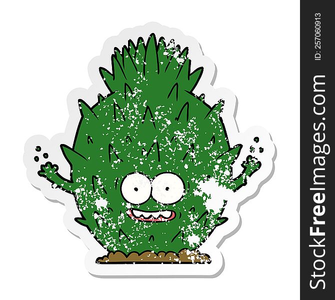 Distressed Sticker Of A Cartoon Cactus