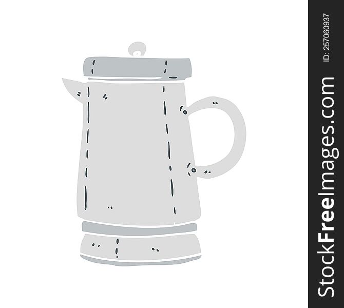 flat color style cartoon old metal kettle