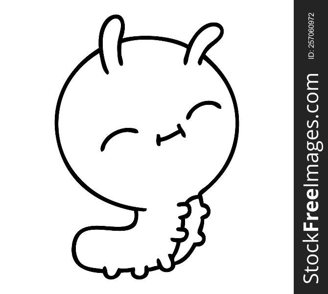 line doodle of a cute happy bug