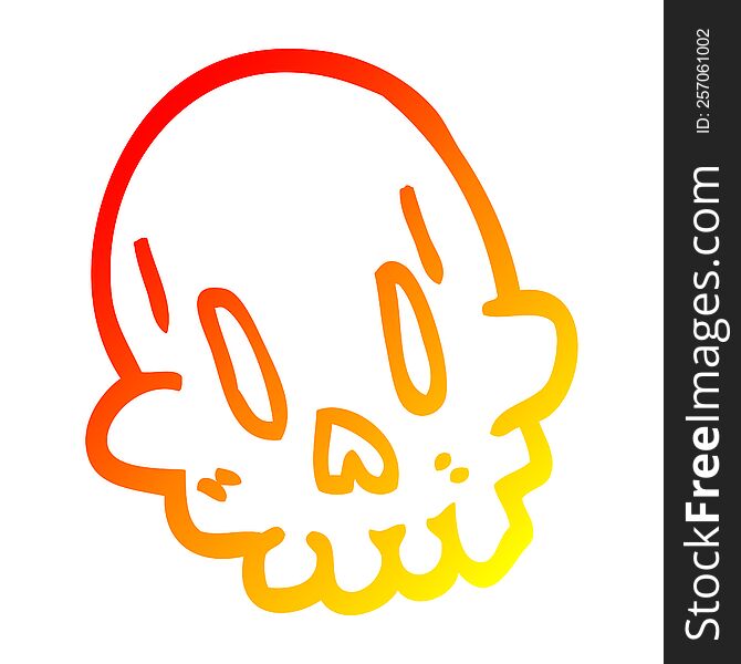 warm gradient line drawing of a cartoon funny skull