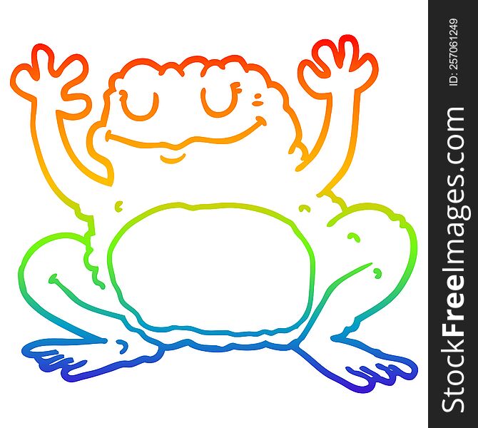 Rainbow Gradient Line Drawing Cartoon Frog