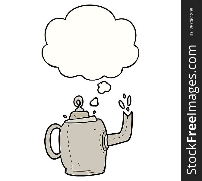 Cartoon Old Kettle And Thought Bubble
