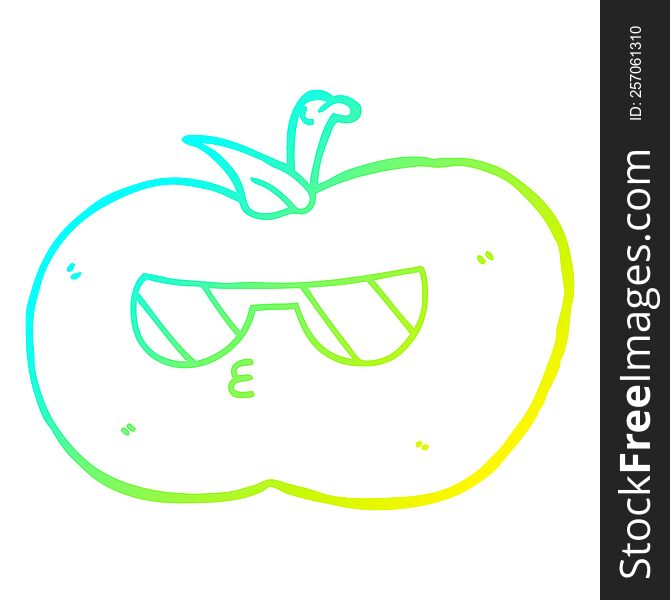 Cold Gradient Line Drawing Cartoon Cool Apple