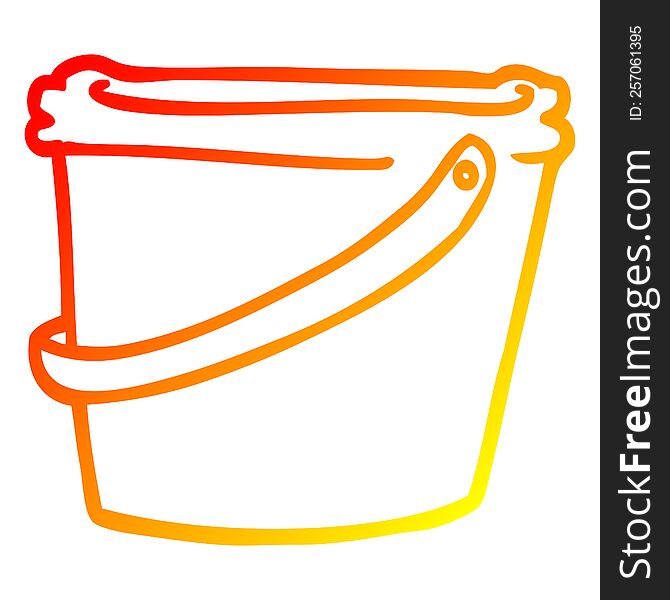 warm gradient line drawing of a cartoon bucket
