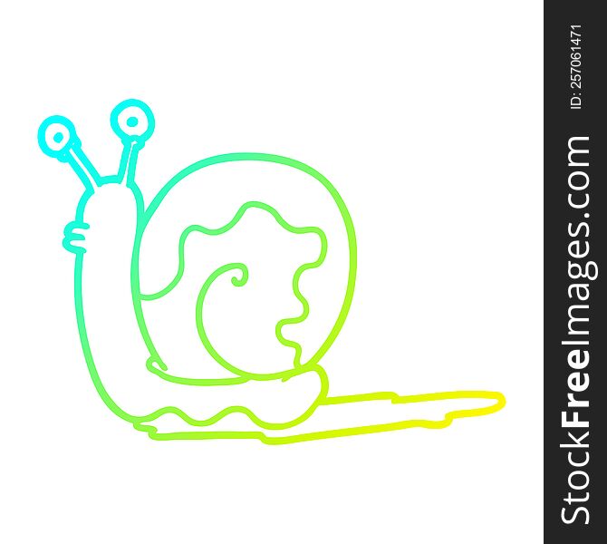 cold gradient line drawing of a cartoon snail