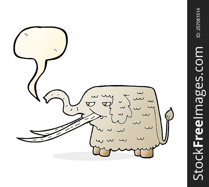 Cartoon Woolly Mammoth With Speech Bubble