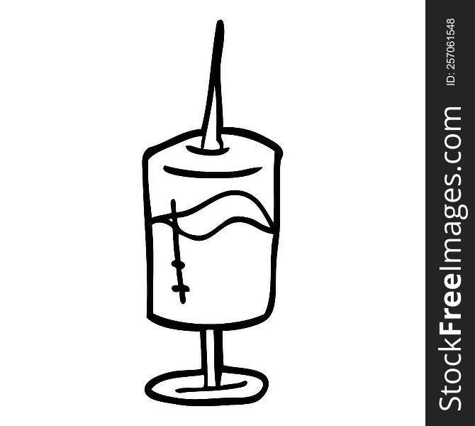 Line Drawing Cartoon Of An Injection