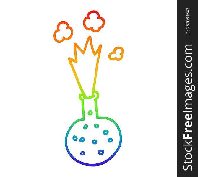 rainbow gradient line drawing of a cartoon explosive chemical