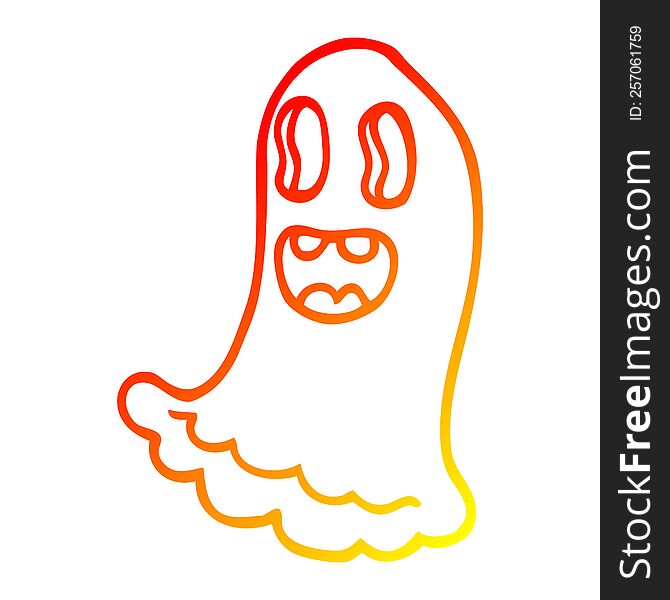 Warm Gradient Line Drawing Cartoon Spooky Ghost