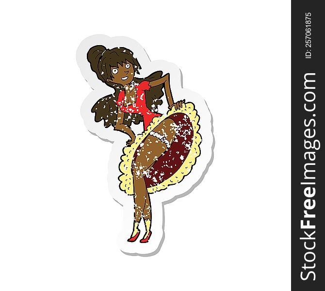 retro distressed sticker of a cartoon flamenco dancer
