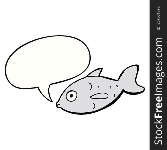 Cartoon Fish And Speech Bubble