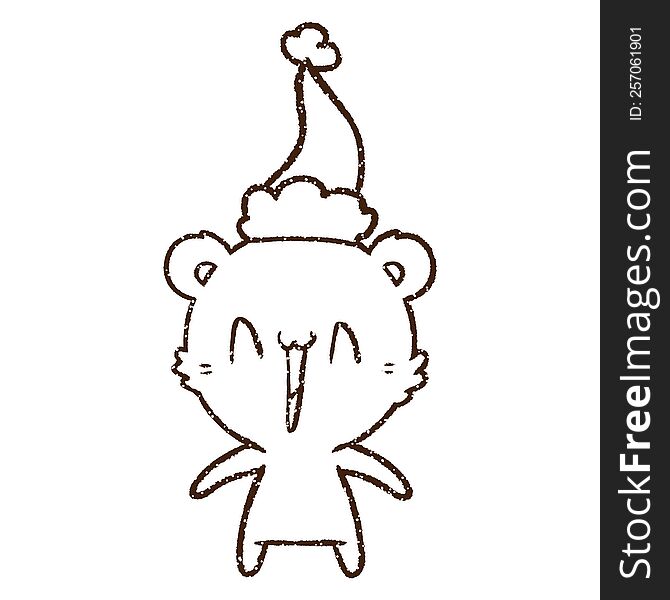 Christmas Bear Charcoal Drawing
