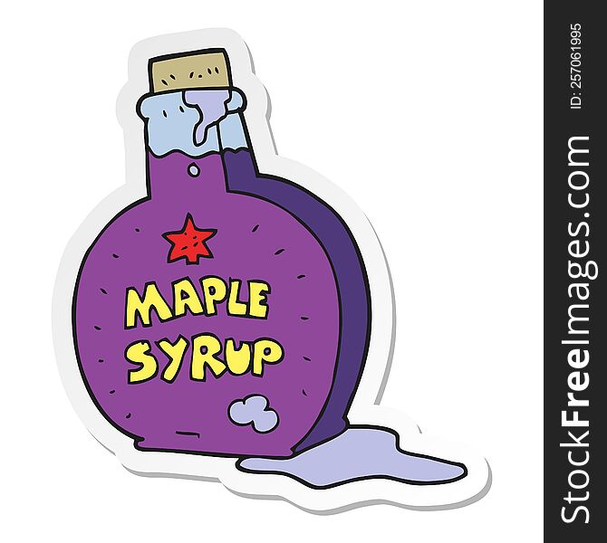 sticker of a cartoon maple syrup bottle