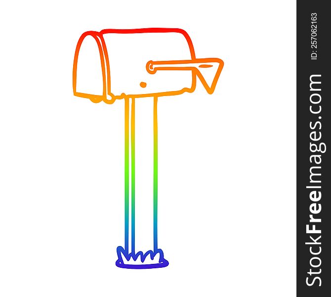 Rainbow Gradient Line Drawing Mailbox