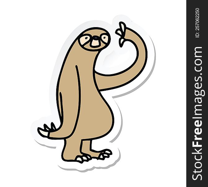 Sticker Of A Quirky Hand Drawn Cartoon Sloth