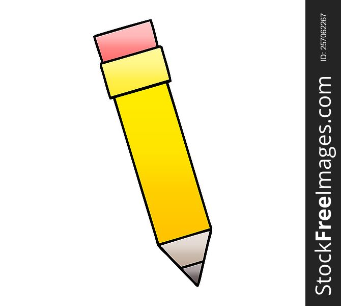 gradient shaded quirky cartoon pencil. gradient shaded quirky cartoon pencil