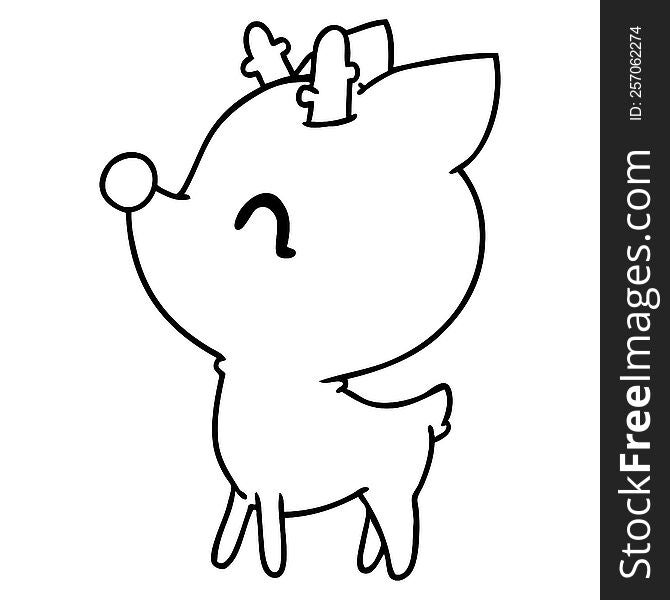 line drawing illustration of  kawaii cute deer. line drawing illustration of  kawaii cute deer