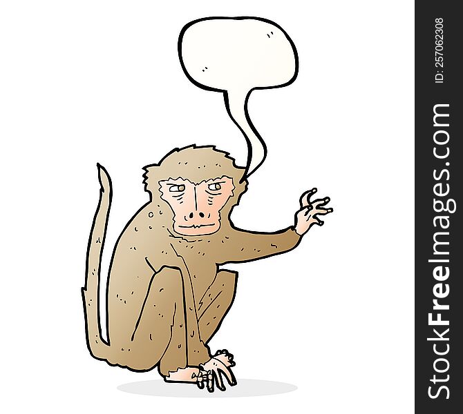 Cartoon Evil Monkey With Speech Bubble