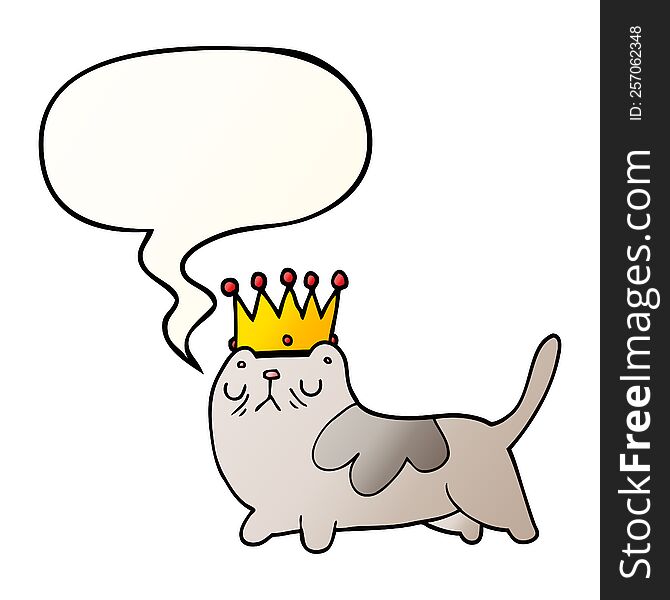 Cartoon Arrogant Cat And Speech Bubble In Smooth Gradient Style