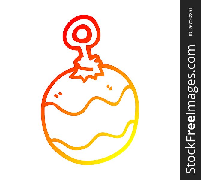 warm gradient line drawing of a cartoon christmas bauble