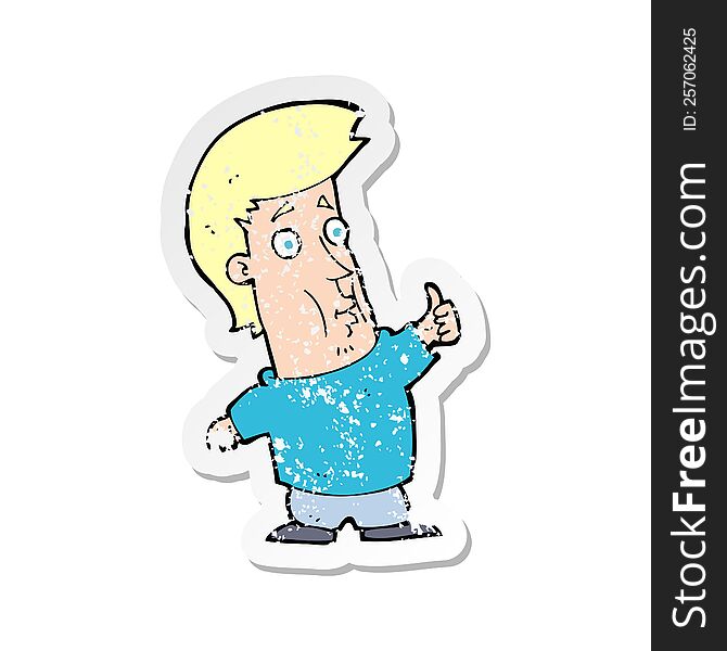 Retro Distressed Sticker Of A Cartoon Man Giving Thumbs Up Sign