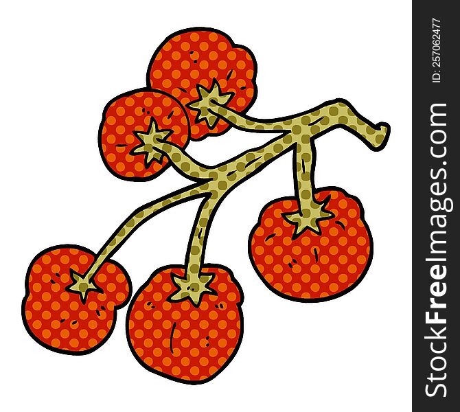 cartoon doodle tomatoes on vine
