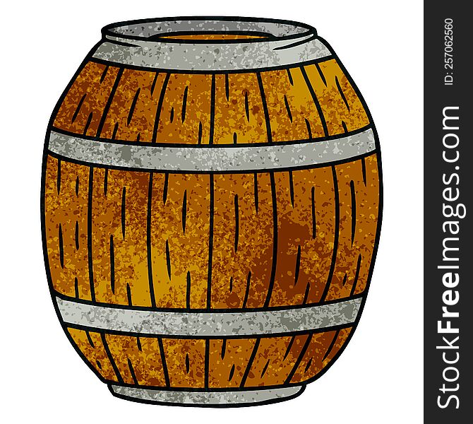 textured cartoon doodle of a wooden barrel