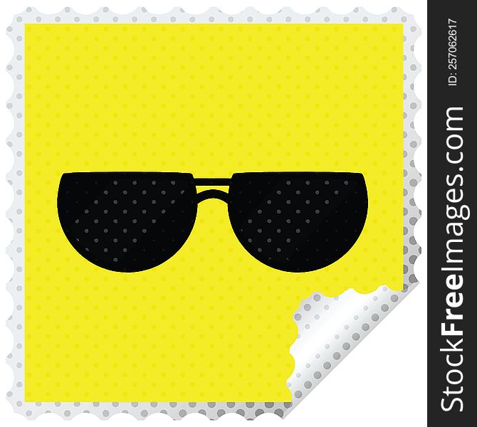 sunglasses graphic square sticker stamp. sunglasses graphic square sticker stamp