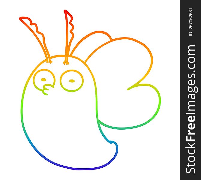 rainbow gradient line drawing of a funny cartoon butterfly