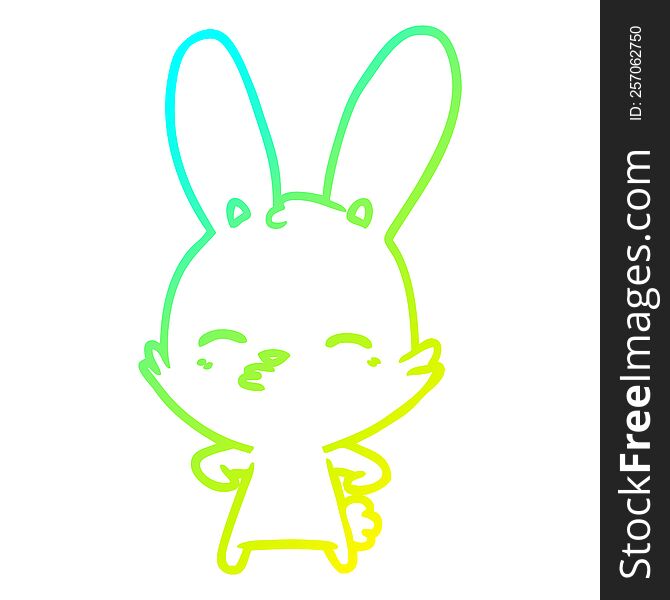 cold gradient line drawing of a curious bunny cartoon