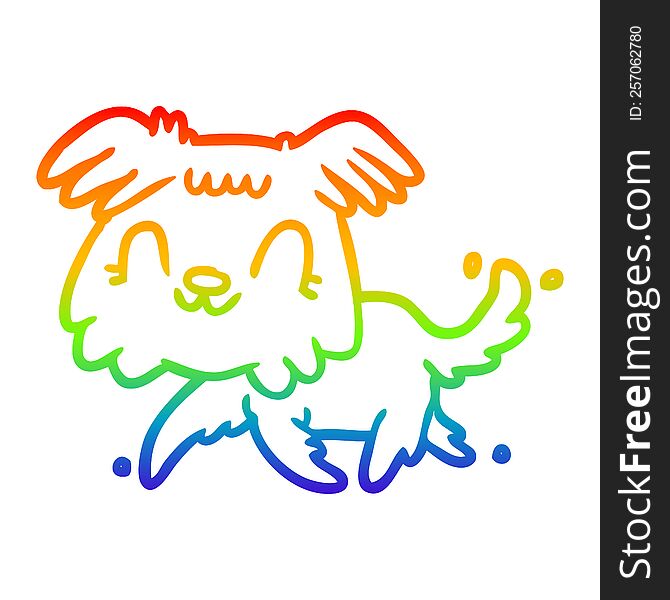 Rainbow Gradient Line Drawing Little Dog