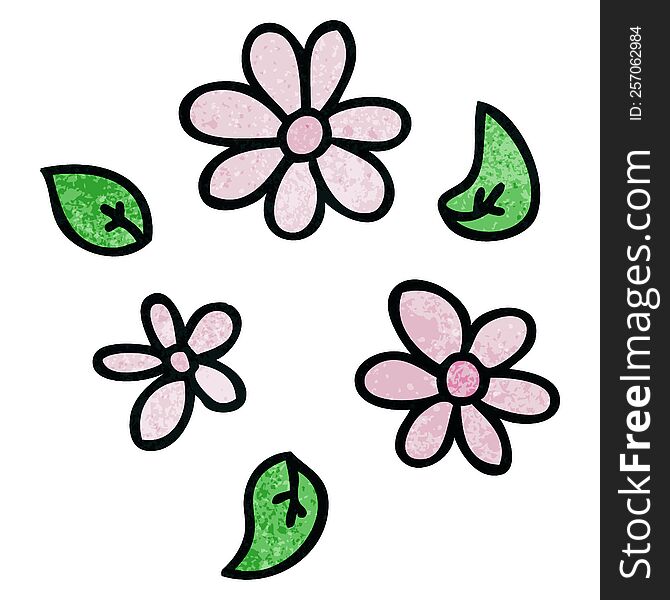 Quirky Hand Drawn Cartoon Flowers