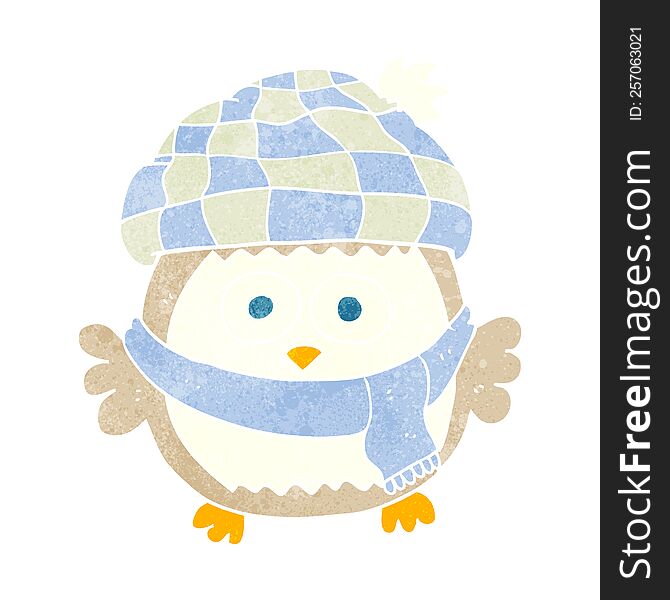 Retro Cartoon Cute Little Owl