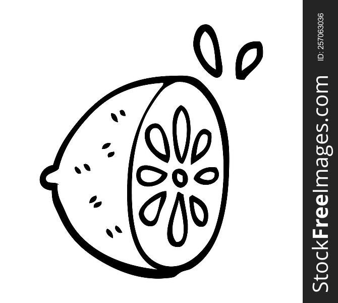 Line Drawing Cartoon Lemon Fruit